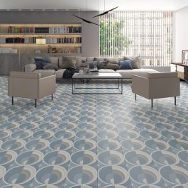Harris-R Celeste Cement effect patterned tile roomset